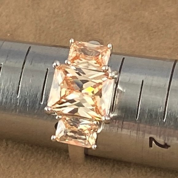 Radiant Cut Champagne Color Sapphire Ring Size 6 - Picture 1 of 6